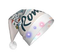 Cxzmnba Rome Cityscape With Italian LED Christmas Hat, Unisex Light Up Santa Cap for Adults, Holiday & Party & New Year Gift