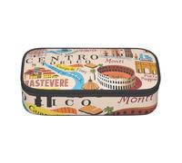 Cxzmnba Rome Map with Landmarks Illus Pencil Case for Boys and Girls, Back-to-School Essential, Student Supplies, Pencil Bag