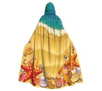 Cxzmnba Shells on the beach Unisex Cosplay Costume Halloween Hooded Cape Cloak for Party Dress Up Full-Length Uniform Robe