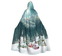 Cxzmnba Snow Covered Village Town Unisex Cosplay Costume Halloween Hooded Cape Cloak for Party Dress Up Full-Length Uniform Robe