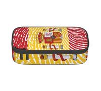 Cxzmnba Spanish Flag Fingerprint Pencil Case for Boys and Girls, Back-to-School Essential, Student Supplies, Pencil Bag