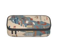 Cxzmnba Sweden Map with Various Illus Pencil Case for Boys and Girls, Back-to-School Essential, Student Supplies, Pencil Bag