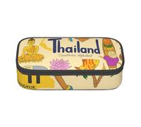Cxzmnba Thailand Cultural Symbols Pencil Case for Boys and Girls, Back-to-School Essential, Student Supplies, Pencil Bag