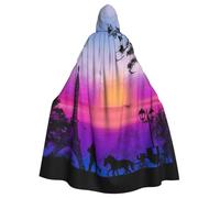 Cxzmnba Valentine Paris Eiffel Tower Romantic Couple Carriage Sunset Unisex Cosplay Costume Halloween Hooded Cape Cloak for Party Dress Up Full-Length Uniform Robe