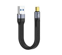 CY 10Gbps USB 3.1 Type C Male to USB3.0 Type A Male Flat Slim FPC Data Cable 13cm Compatible with iPhone 15 Laptop Phone