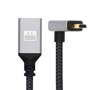 CY 4K Cable Type-D Micro HDMI 1.4 Male 90 Degree Up Angled to HDMI Female Extension Cable for DV MP4 Camera DC Laptop HDTV