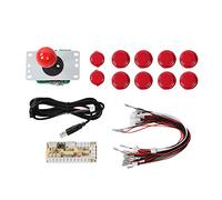 CY - 822A DIY Game and Joystick Set, Single Rocker for Raspberry Pi PC Game Machine, High Sensitivity 3D Card - Type Joystick with Acrylic Crystal Shell, USB Cable In (Red)