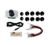 CY - 822A DIY Game and Joystick Set, Single Rocker for Raspberry Pi PC Game Machine, High Sensitivity 3D Card - Type Joystick with Acrylic Crystal Shell, USB Cable In (Black)