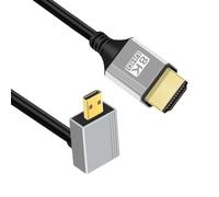 CY 90 Degree Down Angled Micro HDMI 2.1 Ultra Thin HDTV Cable 8K 4K Hyper Super Flexible Slim Cord Type-A to Type-D for Camera HDTV 50cm