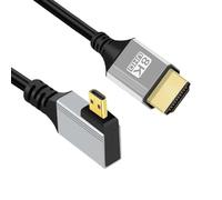 CY 90 Degree Left Angled Micro HDMI 2.1 Ultra Thin HDTV Cable 8K 4K Hyper Super Flexible Slim Cord Type-A to Type-D for Camera HDTV 50cm