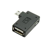 CY 90 Degree Left Angled Micro USB 2.0 OTG Host Adapter with USB Power for Galaxy S3 S4 S5 Note2 Note3 Cell Phone & Tablet