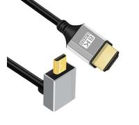 CY 90 Degree Up Angled Micro HDMI 2.1 Ultra Thin HDTV Cable 8K 4K Hyper Super Flexible Slim Cord Type-A to Type-D for Camera HDTV 50cm