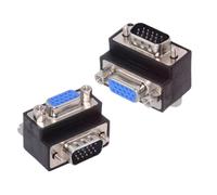 CY Adapter 2pcs/lot Up & Down Angled 90 Degree VGA RGB HDB15Pin Screw Type Male to Female Nut Type Extension Adapter Port Saver for Monitor Displays