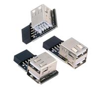 CY Adapter 3pcs/set 9Pin 10Pin Motherboard Front Panel Header Female to Dual USB 2.0 Female Adapter Vertical Angled Type 90 Degree