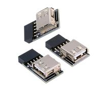CY Adapter 3pcs/set 9Pin 10Pin Motherboard Front Panel Header Female to Single USB 2.0 Female Adapter Vertical Angled Type 90 Degree