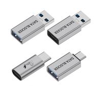 CY Adapter 4pcs/set USB 3.1 Data Blocker Type-A Male Female to USB-C Male Female Elimination Data Protect Against Juice-Jacking Refuse Hacking Adapter Only for Power Charge