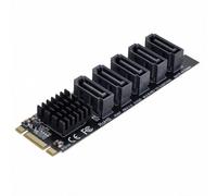 CY Adapter NGFF Key B+M to SATA 3.0 6Gbps 5 Ports Adapter Converter PM Multi Port Select JMB575 2280