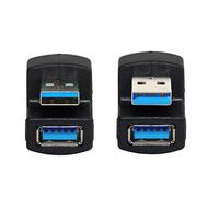 CY Cable 2Pcs/Set Up Down Angle Adapter USB 3.0 A Male To Female Extension Cable 180 Degree 5Gbps