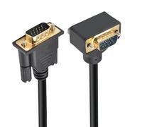 CY Cable 90 Degree Down Angled VGA RGB Male to Straight Male Extension 3COAX+6C for Monitor Projector Computer