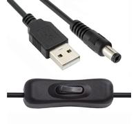 CY Cable DC 5.5x2.1mm Plug to USB Type-A Cable with On Off Power Switch Button for DC 5V Desk Lamp Fan Camera