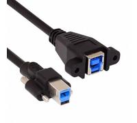 CY Cable Dual Thumbscrews USB 3.0 Back Panel Mount B Male to Female B Type Extension 0.5m