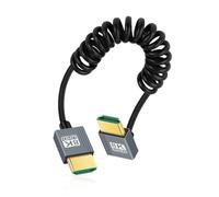 CY Cable HDMI 2.1 Male to HDMI Male 8K 60hz Stretch Coiled Cable Down Angled 90 Degree for HDTV Computer Laptop Monitor