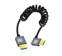 CY Cable HDMI 2.1 Male to HDMI Male 8K 60hz Stretch Coiled Cable Left Angled 90 Degree for HDTV Computer Laptop Monitor