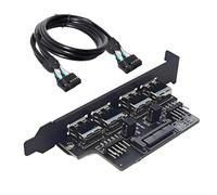 CY Cable Internal Four USB2.0 Female Mount Panel to Motherboard 9pin Baffle Cable with Extral SATA Power and 12cm Bracket