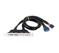 CY Cable Internal Four USB2.0 & USB 3.0 Female Mount Panel to Motherboard 9pin 19pin 20pin Baffle Cable with PCI Bracket 50cm