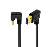 CY Cable Left Angled USB3.0 Type-A to Type C USB-C Male to Male Power Data Cable 480Mbps USB-C Opposite U Shape Back Angled 30cm