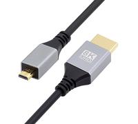 CY Cable Micro HDMI 2.1 Ultra Thin HDTV Cable 8K 4K Hyper Super Flexible Slim Cord Type-A to Type-D for Camera HDTV 100cm