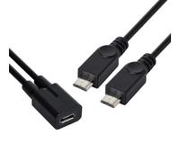 CY Cable Micro USB Female to Dual Micro USB Male Splitter Extension Charge Power Cable