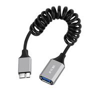 CY Cable Micro-USB3.0 Male Host to USB3.0-A Female OTG Stretch Coiled Cable 100cm Extension 5Gbps for Disk Phone Camera Data