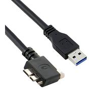 CY Cable Micro USB3.0 Single Screw Locking to USB3.0 Data 5Gbps Power Cable 90 Degree Left Angled Type for VR Industrial Camera Computer (1.2m)