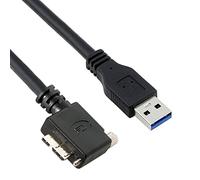 CY Cable Micro USB3.0 Single Screw Locking to USB3.0 Data 5Gbps Power Cable 90 Degree Right Angled Type for VR Industrial Camera Computer (1.2m)
