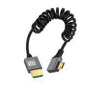 CY Cable Mini HDMI 2.1 Male to HDMI Male 8K 60hz Stretch Coiled Cable Left Angled 90 Degree for HDTV Computer Laptop Monitor