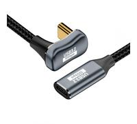 CY Cable Opposite U Shape Back Angled USB-C USB 3.1 Type C Male to Female Extension Data Cord 10Gbps 100W with Sleeve 50cm