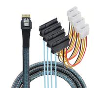 CY Cable Slimline SAS 4.0 SFF-8654 4i 38pin Host Raid to 4 SAS 29Pin SFF-8482 Target Hard Disk Fanout Raid Cable 1-to-4 Splitter (100cm)