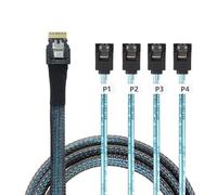 CY Cable Slimline SAS 4.0 SFF-8654 4i 38pin Host Raid to 4 SATA 7pin Target Hard Disk Fanout Raid Cable 1-to-4 Splitter (100cm)