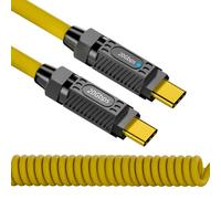 CY Cable Stretch Coiled USB-C USB4 20Gbps 140W 8K for Gaming Keyboard Mouse Type-C Male to Male Power & Data (180cm)