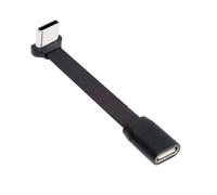 CY Cable Ultra Slim Flat USB-C Type-C Male to Female Extension Power USB2.0 Data Cable 90 Degree Up Down Angled 65W Fast Charge for Laptop Tablet Phone