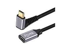 CY Cable Up Down Angled USB-C USB 3.1 Type C Male to Female Extension Data Cable 10Gbps 100W Sleeve Compatible with iPhone 15 Laptop (50cm)