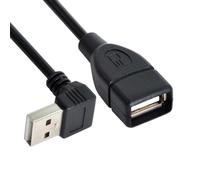 CY Cable USB 2.0 Type-A Male to USB Female M-F Extension Cable 20cm 90 Degree Down Angled Type