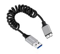 CY Cable USB 3.0 Type-A Male to Micro-USB3.0 Male Stretch Coiled Cable 100cm Extension 5Gbps for Disk Phone Camera Data