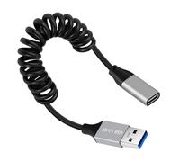 CY Cable USB 3.0 Type-A Male to USB-C Type-C Female Stretch Coiled Cable 100cm Extension 5Gbps for Disk Phone Camera Data