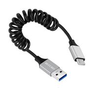 CY Cable USB 3.0 Type-A Male to USB-C Type-C Male Stretch Coiled Cable 100cm Extension 5Gbps for Disk Phone Camera Data