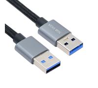 CY Cable USB 3.0 Type-A Male to USB3.0 A Male Silver 5Gbps for Disk SSD Camera Data 30cm