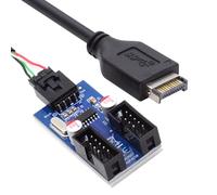 CY Cable USB 3.1 Front Panel Header Type-E to 4pin IDC Housing USB Type-A Male 1 to 2 Female Motherboard 9pin Header HUB Adapter Port Multiplier