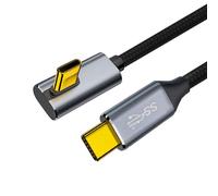 CY Cable USB-C 100W Type-C Male to Male Cable Low Profile Angled 20V 5A GEN2 10Gbps Charging for Laptop Tablet Phone 100cm