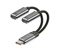 CY Cable USB-C Type-C Male to Dual Female Audio DAC AUX Music 16bit 48kHz & 100W PD Power Cable for Laptop Tablet Phone